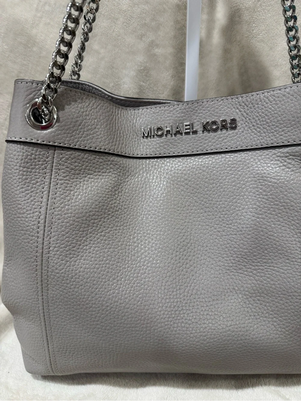 Michael Kors Jet Set Pebbled Leather Chain-Handle Shoulder Tote